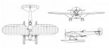 Heinkel HE-5, rysunek w trzech rzutach. (Źródło: archiwum).