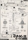 Jak-11 (Let C-11), plany modelarskie. (Źródło: Modelarz nr 6/1959).