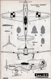 Jak-9P, plany modelarskie. (Źródło: Modelarz nr 2/1959).