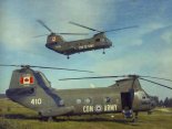 Dwa śmigłowce CH-113A ” Voyageur” w barwach Canadian Army. (Źródło: Canadian Forces).
