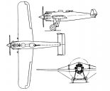 Junkers K-47, rysunek w trzech rzutach. (Źródło: archiwum). 