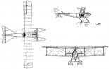 Lebied LM-1, rysunek w rzutach. Samolot odpowiadał w ogólnej sylwecie lądowej wersji ”Rosyjskiego Albatrosa ”, ale różnił się od niego wymiarami. (Źródło: archiwum).