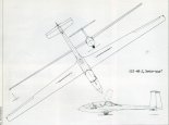 Projekt szybowca wyczynowego klasy klub SZD-48-2 ”Jantar Club”, rysunek w rzutach. (Źródło: Przegląd Lotniczy Aviation Revue nr 1/2000).
