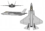 Lockheed Martin F-35C ”Lightning II”, rysunek w trzech rzutach. (Źródło: via Wikimedia Commons).