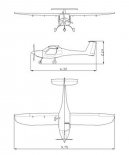 MP-02 ”Czajka”. Rysunek w trzech rzutach. (Źródło: Samolot ultralekki MP-02 Czajka. http://www.mp-02.pl/).