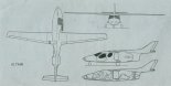 Projekt samolotu dyspozycyjnego Edwarda Margańskiego, rysunek w trzech rzutach. (Źródło: Makowski Tomasz ”Współczesne konstrukcje lotnicze Polski”).