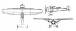 PWS-17M2, rysunek w trzech rzutach. (Źródło: Morgała A. ”Polskie samoloty wojskowe 1918-1939”).