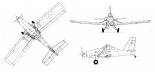 PZL-106BT-601 ”Turbo-Kruk”, rysunek w trzech rzutach. (Źródło: Technika Lotnicza i Astronautyczna  nr 4-5/1986).