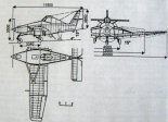 Projekt samolotu rolniczego PZL M14. Rysunek w trzech rzutach. (Źródło: ze zbiorów Jarosława Rumszewicza).