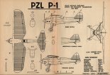 PZL P-1, plany modelarskie. (Źródło: Modelarz nr 8/1972).