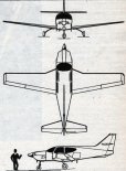 North American Rockwell ”Aero Commander 111”. Rysunek w trzech rzutach. (Źródło: Skrzydlata Polska nr 3/1975).