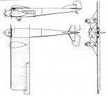 ”Project d'avion Ru- type chassis pliant”, rysunek w trzech rzutach. (Źródło: na podstawie oryginalnego projektu inż. Jerzego Rudlickiego via Skrzydlata Polska nr 39/1964).