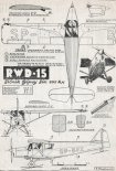 RWD-15, plany modelarskie. (Źródło: Modelarz 1/1956).