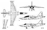 Suchoj Su-25, rysunek w trzech rzutach. (Źródło: Skrzydlata Polska nr 2/1990).