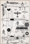 Supermarine ”Spitfire” Mk.Vb, plany modelarskie. (Źródło: Modelarz nr 4/1957).