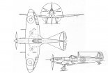 Supermarine ”Spitfire” Mk.IV, rysunek w rzutach. (Źródło: archiwum).	