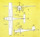 Samolot 3Xtrim, rysunek w rzutach. (Źródło: Przegląd Lotniczy Aviation Revue nr 8/2000).