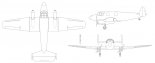THK-5A, rysunek w rzutach. (Źródło: ”Polskie konstrukcje lotnicze 1939-1954”. Tom 5).