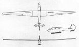 Antonow A-9, rysunek w trzech rzutach. (Źródło: archiwum).