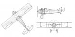 SPAD-XIIIC1, rysunek w rzutach. (Źródło: Morgała A. ”Samoloty wojskowe w Polsce 1918-1924”).