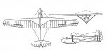 De Havilland Canada DHC ”Sparrow”, rysunek w trzech rzutach. (Źródło: via Konrad Zienkiewicz).